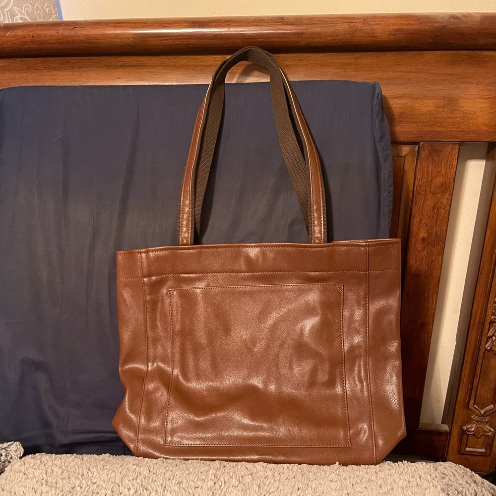Brown Vegan Leather Tote